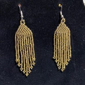 Chic Gold Beaded Dangle Earrings